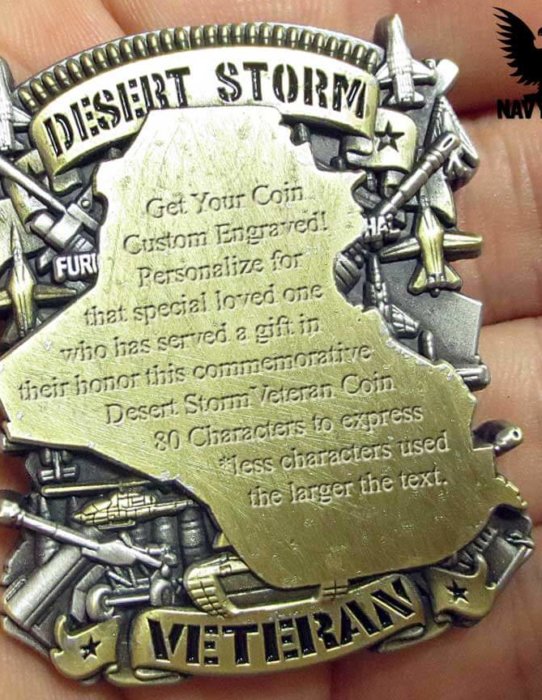 Desert Storm Veteran US Navy Challenge Coin Engravable