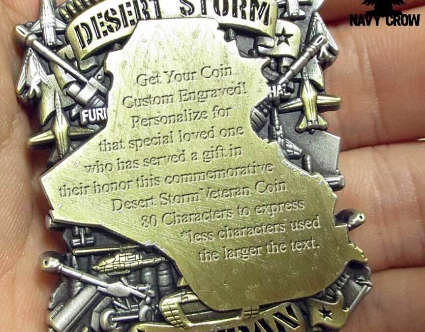 Desert Storm Veteran Custom Engraved US Navy Challenge Coin