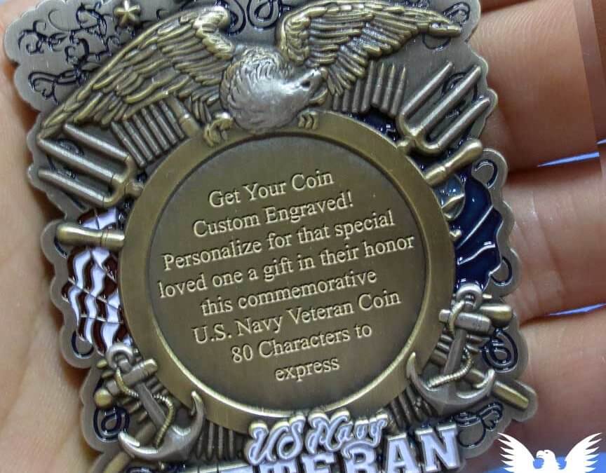USN Veteran US Navy Custom Engraved Challenge Coin