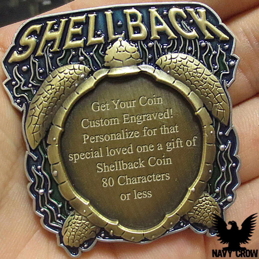 Shellback US Navy Custom Engraved Challenge Coin
