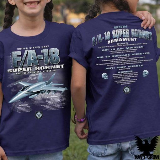 F-18 Super Hornet US Navy Youth Shirt Blue