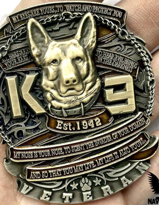 K9 Veteran Custom Engraved Coin