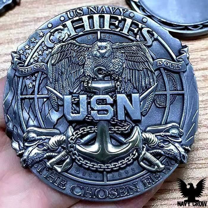 US Navy Chief Custom Engraved Challenge Coin