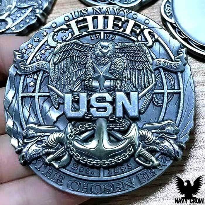 US Navy Senior Chief Custom Engraved Challenge Coin