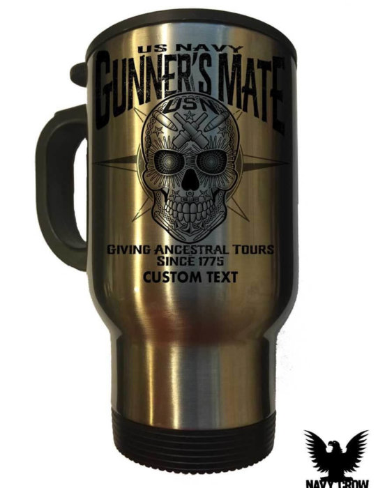 Gunner's Mate Sugar Skull US Navy Rate Travel Mug