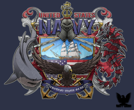 US Navy Coat Of Arms Crest Custom Name Shirt