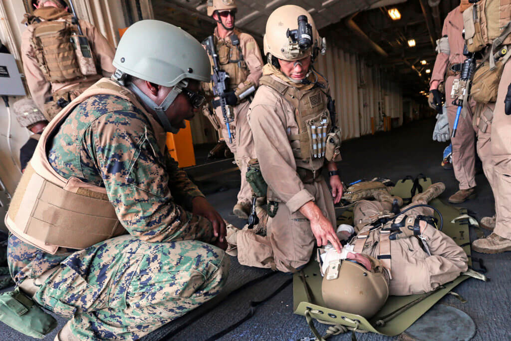 US Navy Corpsman in action