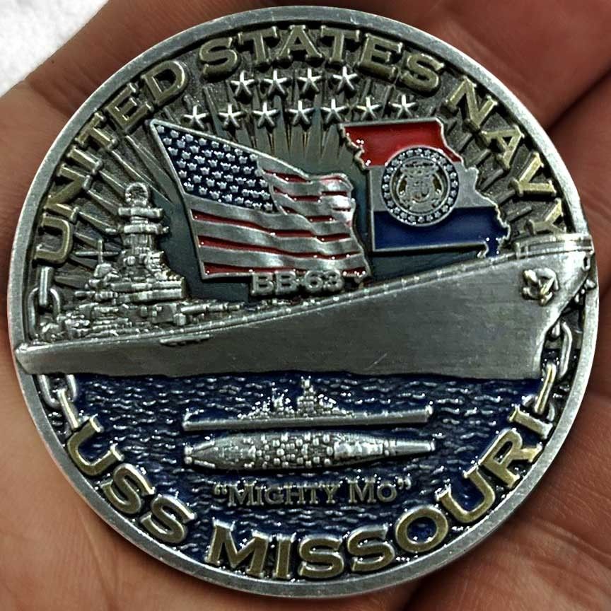 USS Iowa BB-61 Battleship Challenge Coin The Big Stick