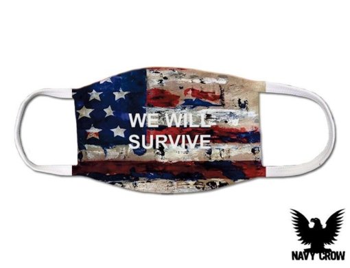 America We Will Survive USA Flag US Navy Covid Mask