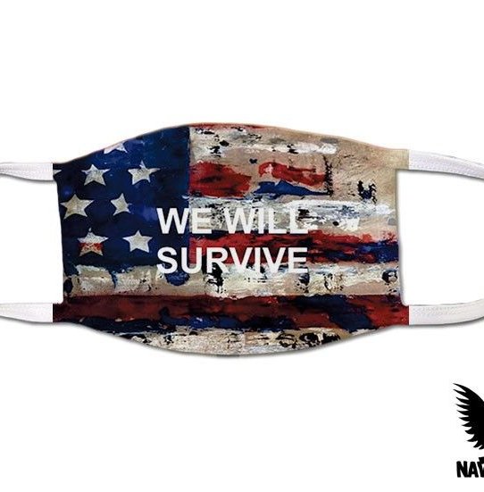 America We Will Survive USA Flag US Navy Covid Mask