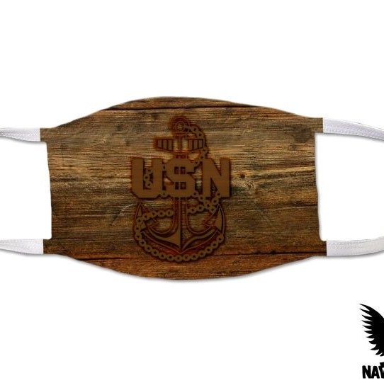 Navy Chief Anchor Wooden Deckplate US Navy Covid Mask