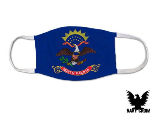 North Dakota US State Flag Covid Mask From Navy Crow