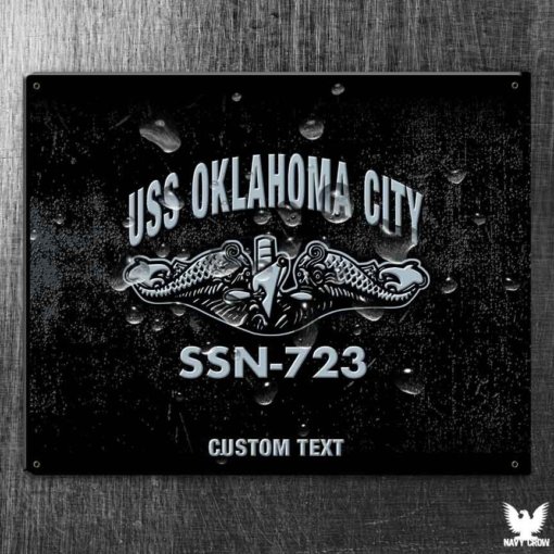 USS Oklahoma City SSN-723 Submarine Vintage US Navy Sign