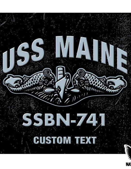 USS Maine SSBN-741 Submarine Warfare Insignia Decal