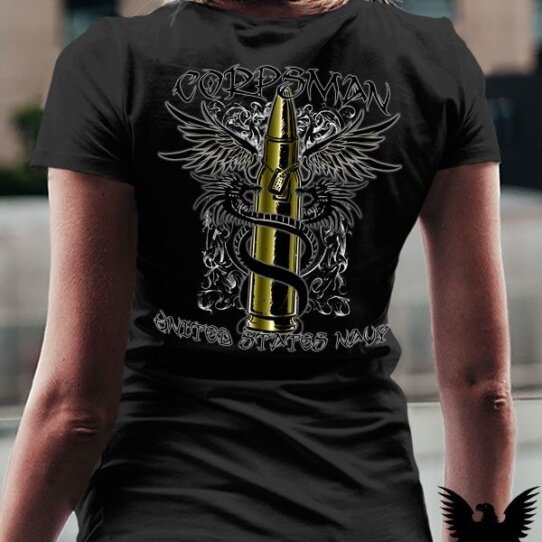 US Navy Corpsman Tribal Dog Tags Women's Shirt