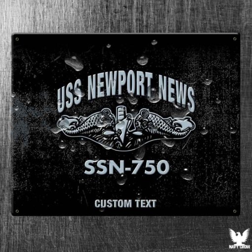 USS Newport News SSN-750 Submarine Vintage US Navy Sign