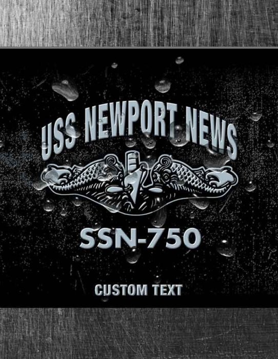 USS Newport News SSN-750 Submarine Vintage US Navy Sign