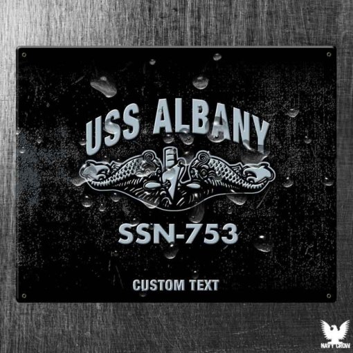 USS Albany SSN-753 Submarine Vintage US Navy Sign