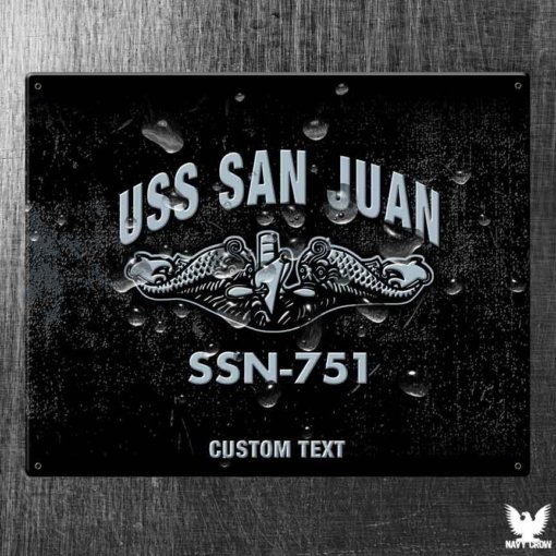 USS San Juan SSN-751 Submarine Vintage US Navy Sign