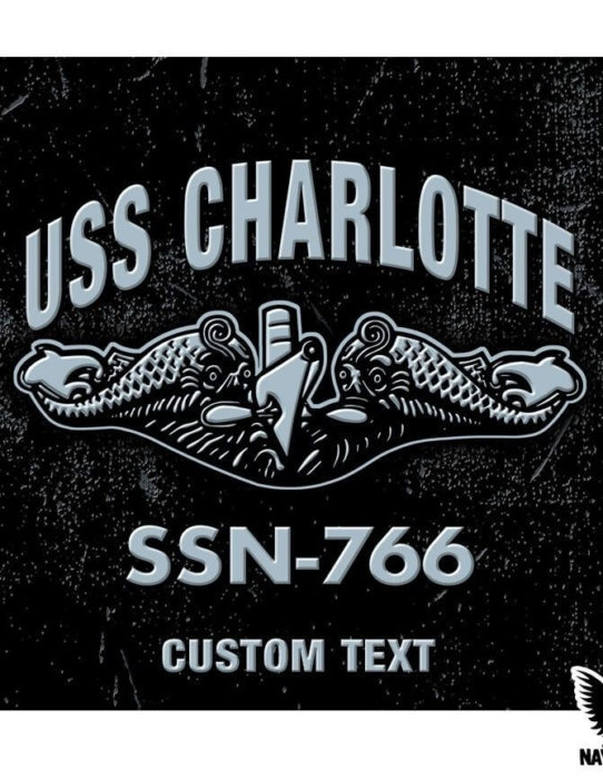 USS Charlotte SSN-766 Submarine Warfare Insignia Decal