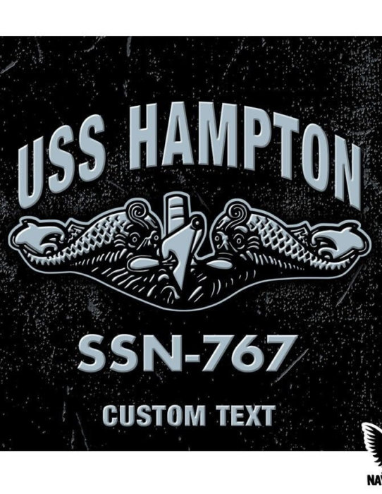 USS Hampton SSN-767 Submarine Warfare Insignia Decal