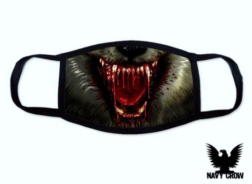 Werewolf Bloody Teeth Halloween Covid Mask