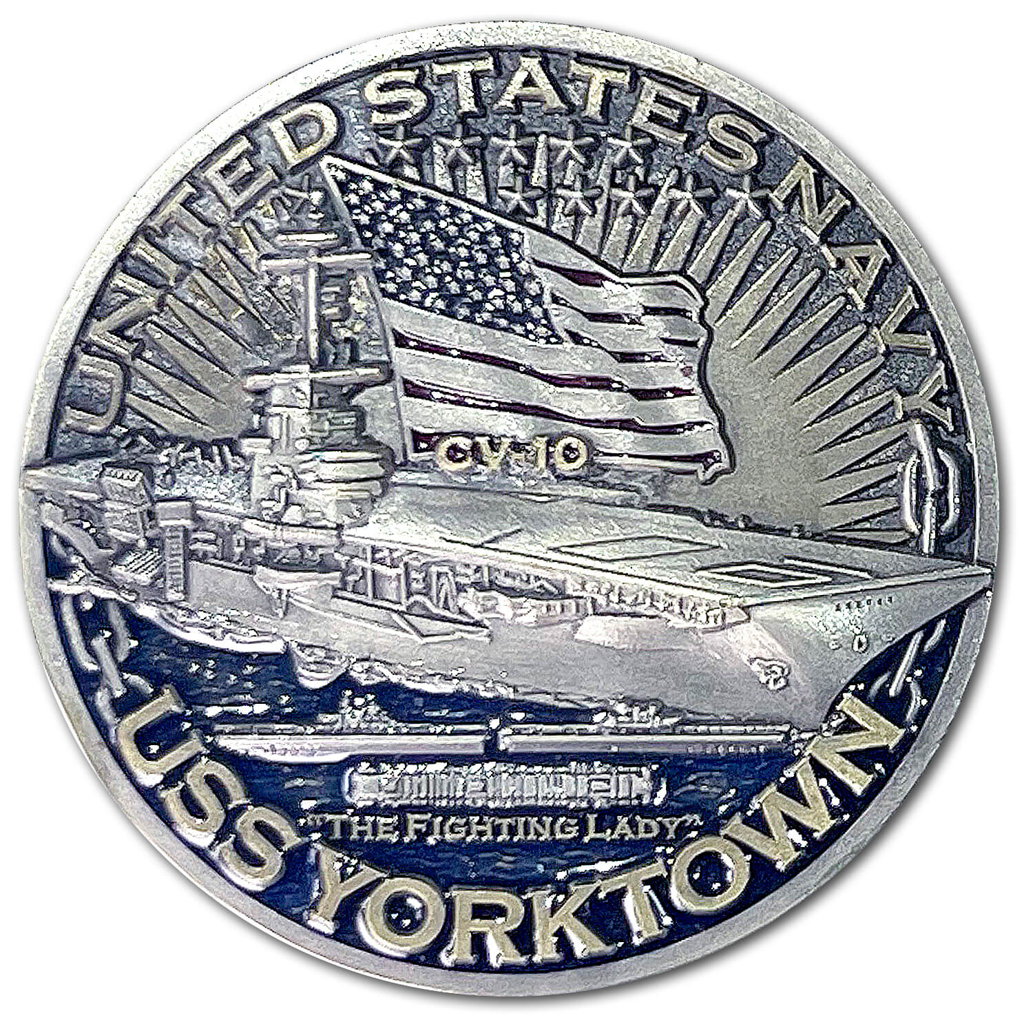 USS Yorktown CV-10 Aircraft Carrier US Navy Warships of World War 2 Collectible Challenge Coin