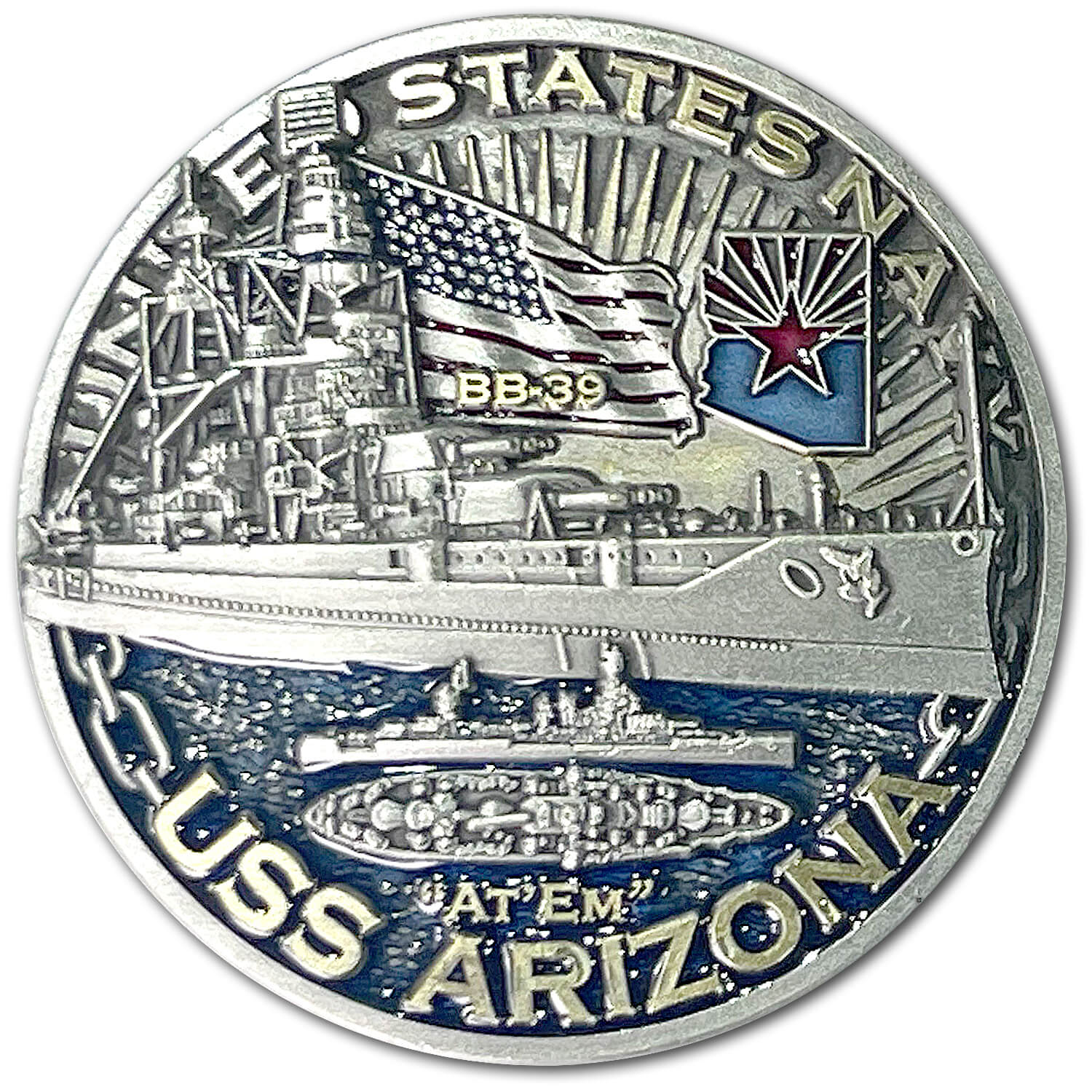 USS Arizona BB-39 Battleship Warships of World War 2 US Navy Collectible Challenge Coin