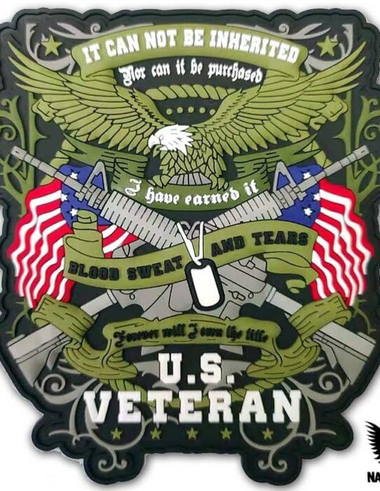 US Veteran Blood Sweat Tears Patriotic Military Morale PVC Patch