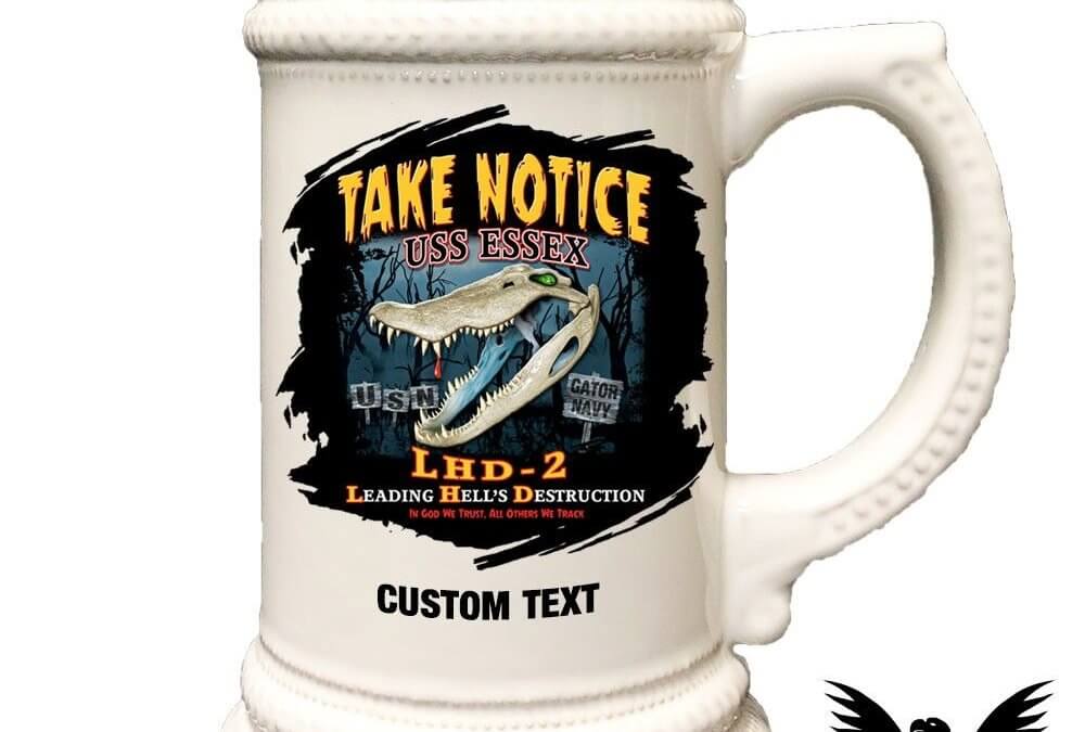 USS Essex LHD-2 Leading Hell’s Destruction Military Stein