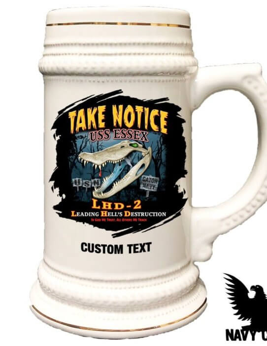 USS Essex LHD-2 Leading Hell's Destruction Military Stein