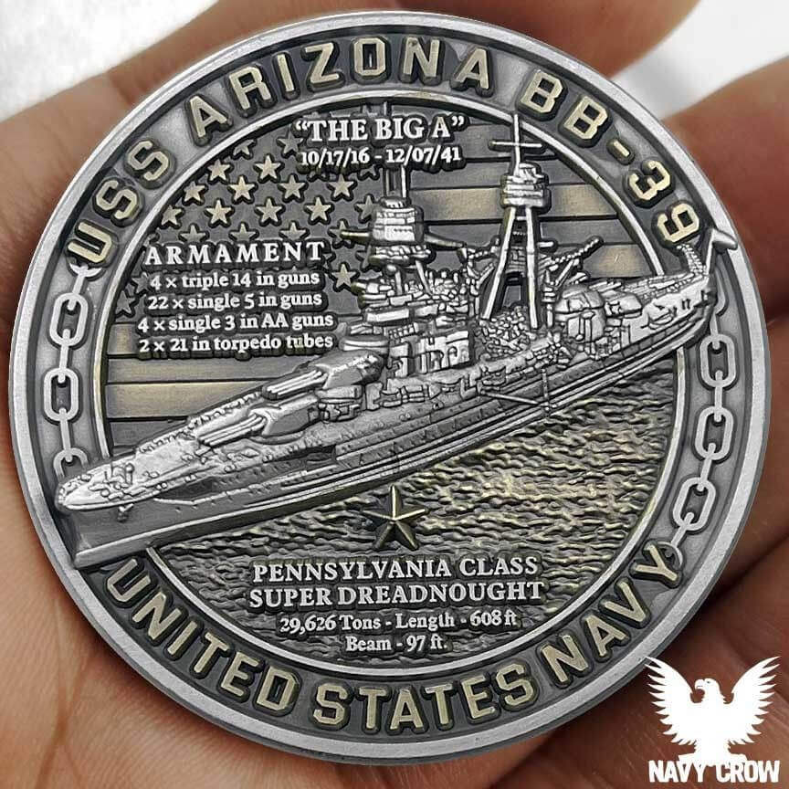 USS Arizona BB-39 Battleships Of Pearl Harbor Anniversary Coin