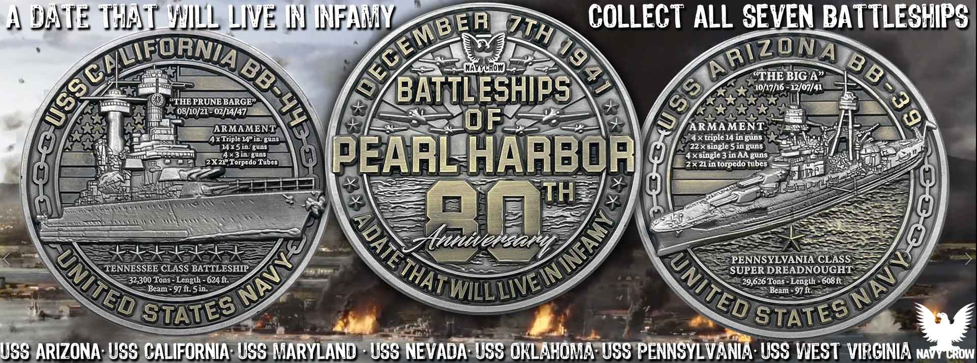 Navy Crow Pearl Harbor Battleships 80th anniversary
