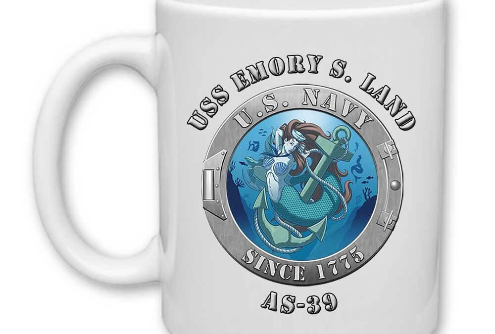 USS Emory S Land AS-39 US Navy Mermaid Warship 15 Ounce Coffee Mug