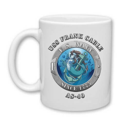 USS Frank Cable AS-40 US Navy Mermaid Warship 15 Ounce Coffee Mug