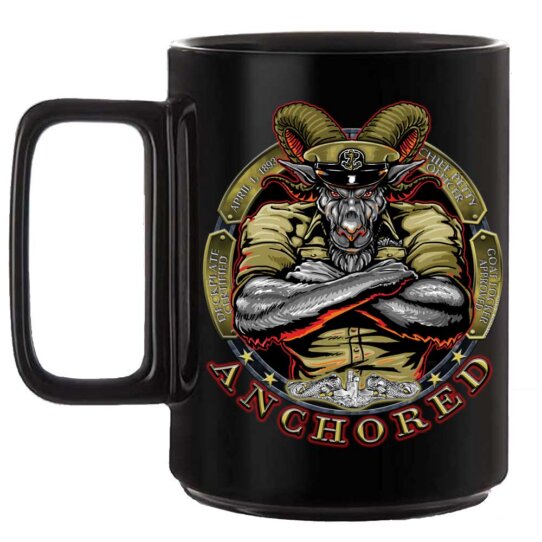 US Navy Chief Anchored Submarine Warfare 15 Ounce Black or White Custom Coffee Mug