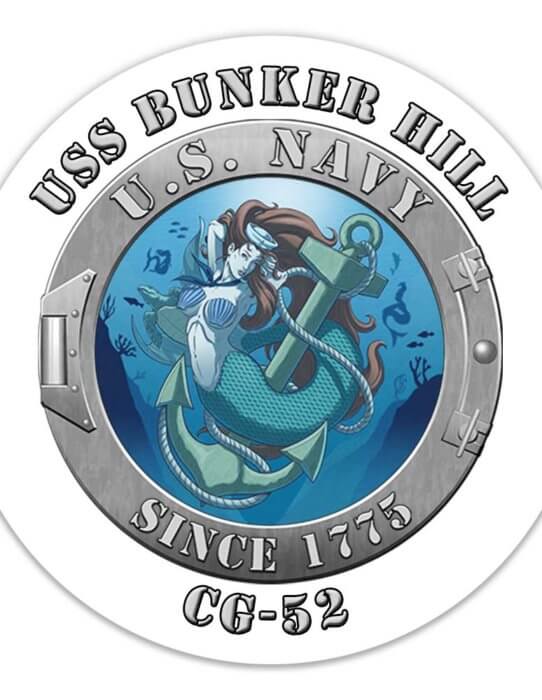 USS Bunker Hill CG-52 US Navy Mermaid Anchor Decal