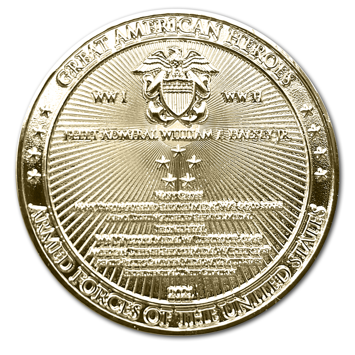 Admiral Bull Halsey Great American Heroes Gold Clad Collectible Challenge Coin - Image 3