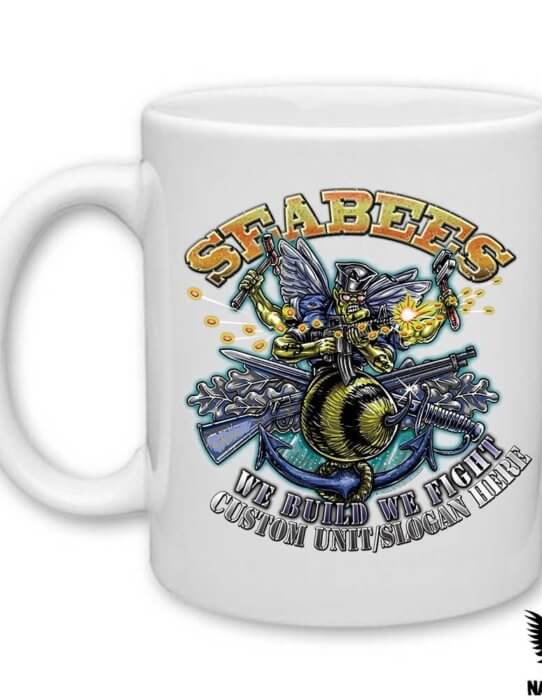 Seabee We Build We Fight Personalized 15 Ounce Coffee Mug