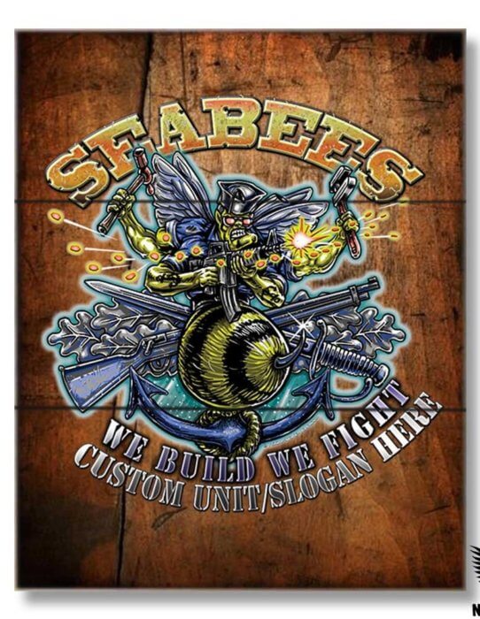 Seabees We Build We Fight US Navy 12 x 18 Inch Wood Sign