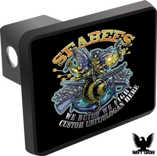 Seabee We Build We Fight Trailer Hitch Cover