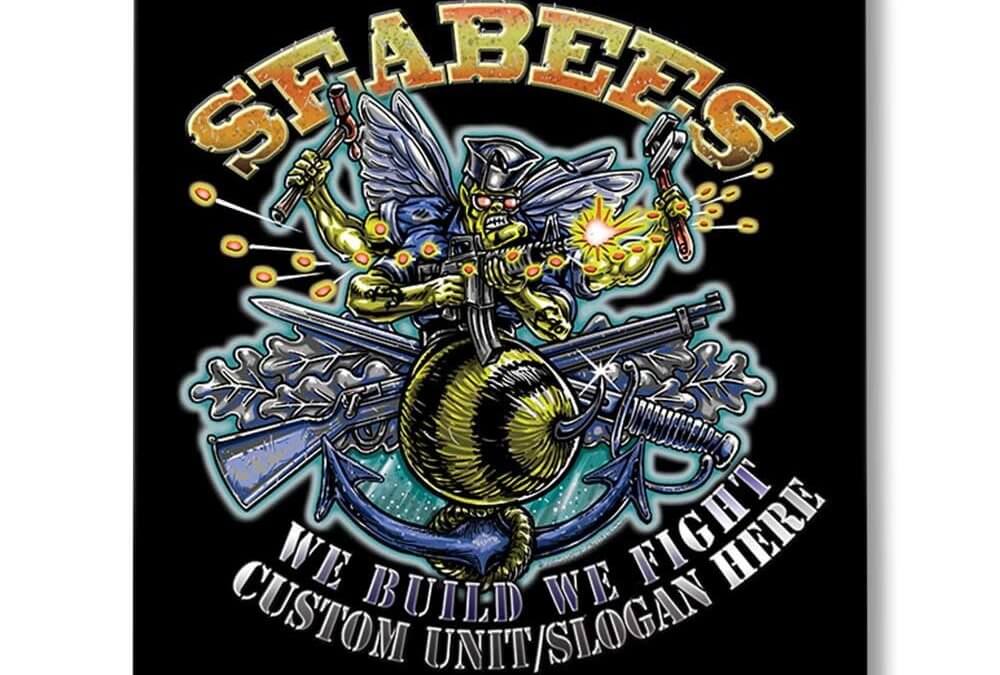 Navy Seabees We Build We Fight Black Label US Navy Military Sign