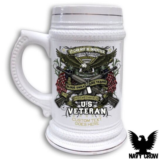 US Veteran Blood Sweat Tears Warfare 22 Ounce Stein