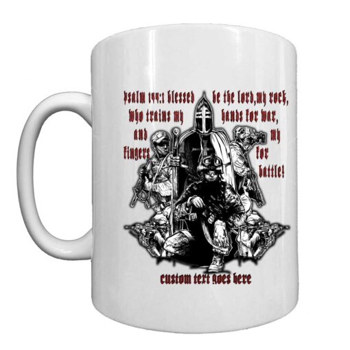 Psalm 144:1 Blessed Be The Lord Navy Veteran Black or White 15 oz Ceramic Custom Coffee Mug - Image 2