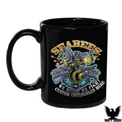Seabee We Build We Fight Personalized 15 Ounce Black Coffee Mug