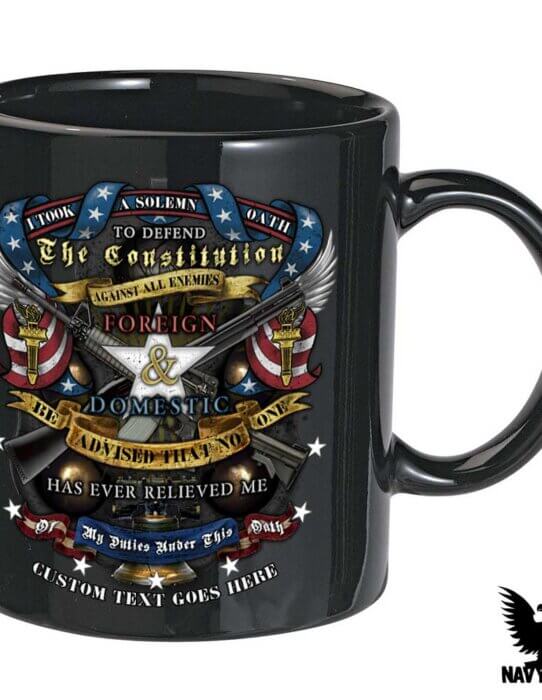Oath to Constitution United States America Veteran 15 oz Black Coffee Mug
