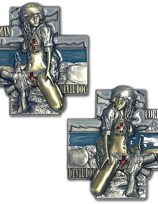 Navy Corpsman Devil Doc Classic Pin Up Girls Collectible Challenge Coin