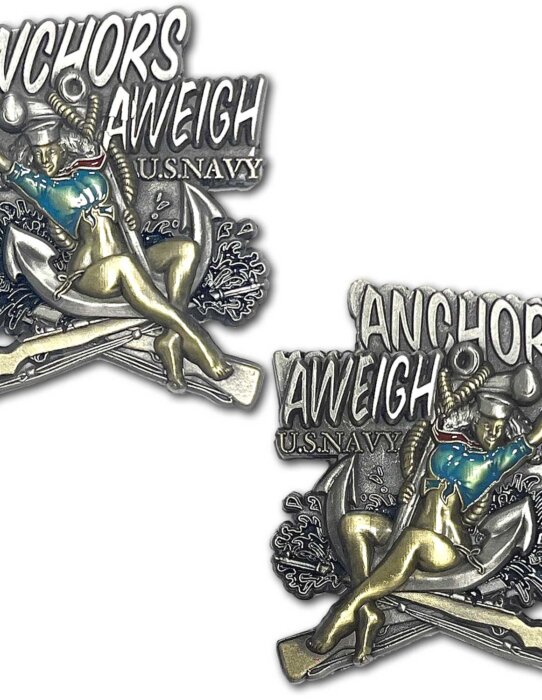 Navy Anchors Aweigh Classic Pin Up Girls Collectible Challenge Coin