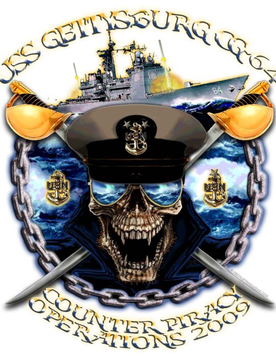 USS Gettysburg CG-64 Chiefs Counter Piracy Operations 2009 Navy Veteran Decal Sticker