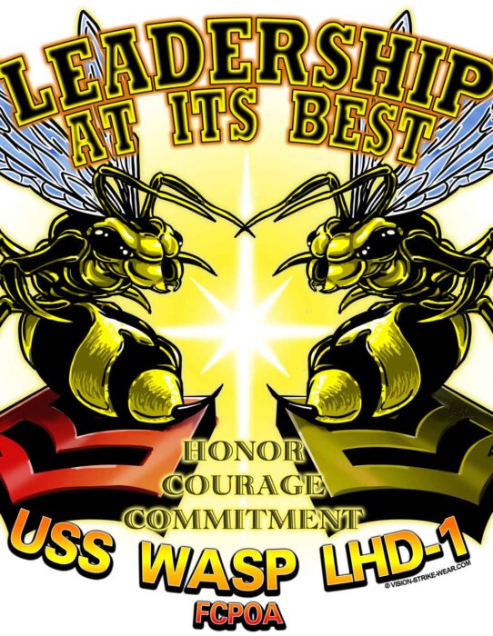 USS Wasp LHD-1 FCPOA Leadership at Its Best Honor Courage Commitment Navy Veteran Decal Sticker